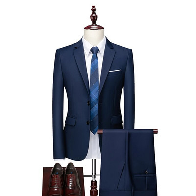 Ανδρικά νυφικά κοστούμια γαμπρού μονόχρωμα σετ φορέματα σακάκια+παντελόνι 2 τεμάχια κοστούμια ανδρικά μονόχρωμα επαγγελματικά κοστούμια μέγεθος 6XL