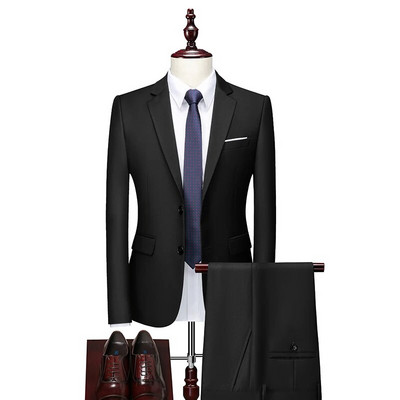 Ανδρικά νυφικά κοστούμια γαμπρού μονόχρωμα σετ φορέματα σακάκια+παντελόνι 2 τεμάχια κοστούμια ανδρικά μονόχρωμα επαγγελματικά κοστούμια μέγεθος 6XL