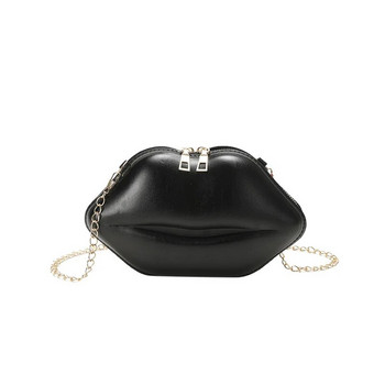 Готина дамска чанта с верига с форма на уста Модна чанта през рамо с лазерен дизайн 2023 г. Нова чанта през рамо за жени Дамска чанта и чанта