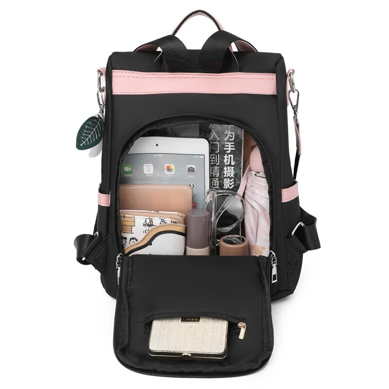 Praktikus, nagy kapacitású lopásgátló hátizsákok fröccsenésgátló minőségi oxfordi szövet válltáska divatos női iskolatáskák