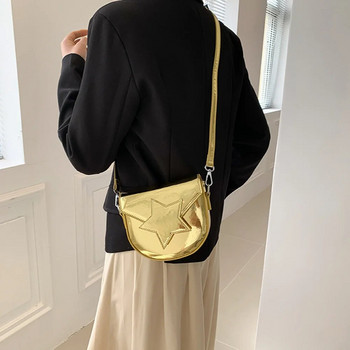 Лазерна сребърна малка дамска чанта Модна дамска чанта Проста стилна мека чанта през рамо от изкуствена кожа 2023 г. Дамска чанта през рамо