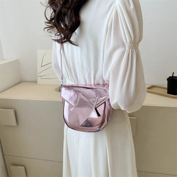 Ασημένιο μικρό τσαντάκι λέιζερ Fashion τσάντα για γυναίκες Απλή κομψή, μαλακή δερμάτινη τσάντα ώμου 2023 γυναικεία χιαστί τσάντα