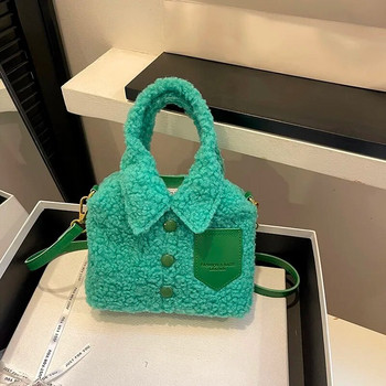 2024 Нова дамска чанта Macaron Color Clothes Чанта за едно рамо Модна и модерна чанта Crossbody Lamb Hair Сумка Женская