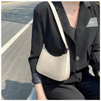 Нови дамски модни чанти Ретро едноцветна PU кожена чанта през рамо под мишниците Ежедневни дамски чанти Hobos дамски чанти през рамо