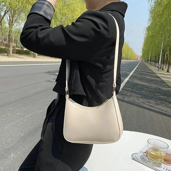 Νέες γυναικείες τσάντες μόδας Ρετρό μονόχρωμες PU Δερμάτινες τσάντες ώμου Μασχάλες Casual Women Hobos Handbags γυναικείες τσάντες ώμου