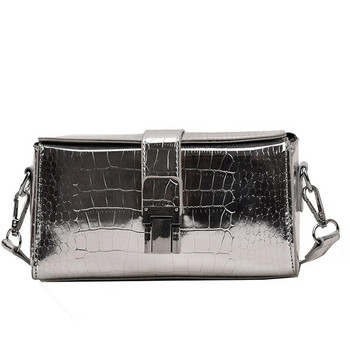 Сребърни дамски чанти през рамо с каменна шарка 2023 Y2K стил Гланцови чанти Кожени луксозни марки Корейски модни портмонета