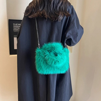 Γυναικεία γούνινη τσάντα χειρός Μαλακή χαριτωμένη τσάντα αλήστου Casual Chain χιαστί τσάντα Ευέλικτη τσάντα αγορών