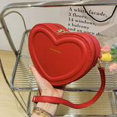 Akciós Szív alakú Crossbody táskák nőknek Tömör pu bőr válltáskák divatos kézitáskák