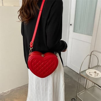 Μόδα Love Heart Shaped Shoulder Crossbody Τσάντα Γυναικεία ρομβικό σχέδιο Δερμάτινη αλυσίδα Totes Τσάντες σχεδιαστών Sling τσαντάκι