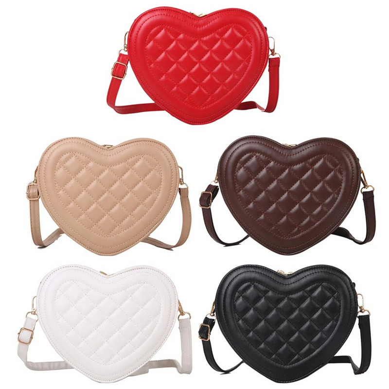 Μόδα Love Heart Shaped Shoulder Crossbody Τσάντα Γυναικεία ρομβικό σχέδιο Δερμάτινη αλυσίδα Totes Τσάντες σχεδιαστών Sling τσαντάκι