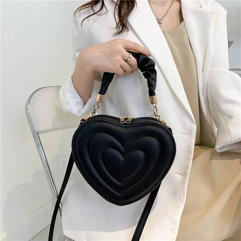 Модна любовна чанта през рамо във формата на сърце Малки чанти Дизайнерски чанти през рамо за жени Дамска чанта с горна дръжка от плътна изкуствена кожа