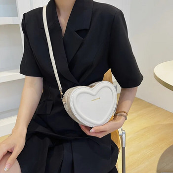 Модни дамски чанти през рамо във формата на сърце Нова плътна чанта за през рамо от изкуствена кожа Ежедневни дамски чанти Дизайнерски дамски чанти сумка