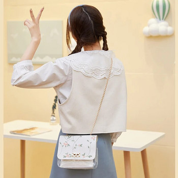 Ежедневна дамска чанта през рамо с антична бродерия, съответстваща на цвета, прозрачна верига за майка и дете, малка квадратна чанта