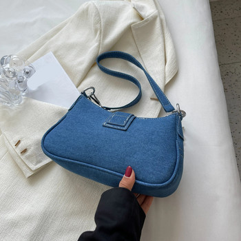 Дънкова чанта с малък дизайн Нова дамска чанта през рамо Платнена чанта през рамо