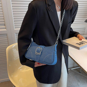 Дънкова чанта с малък дизайн Нова дамска чанта през рамо Платнена чанта през рамо
