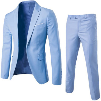 Σετ ανδρικών κοστουμιών Long Slim Size 2 τμχ/σετ Solid Plus Κουμπιά ρούχων γραφείου Συνάντηση Επαγγελματικό μανίκι γάμου Ανδρικό χρώμα πέτο