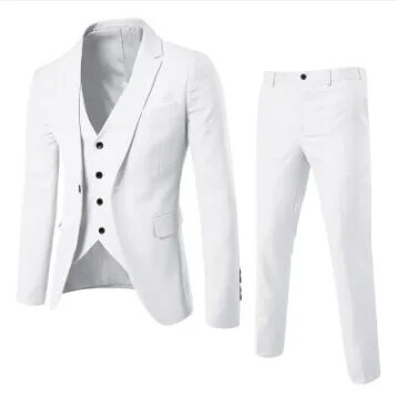 2 бр./компл. Пълен мъжки костюм Атрактивно лятно бяло мъжко облекло Мъжки костюм с едно копче за сватбени тържества Бизнес