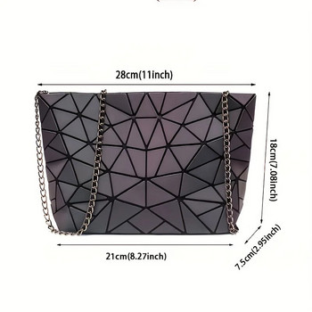 Чанти през рамо с нова геометрична верига Дамска светеща чанта за през рамо с голям капацитет Дамска обикновена сгъваема чанта за чанта Клъч
