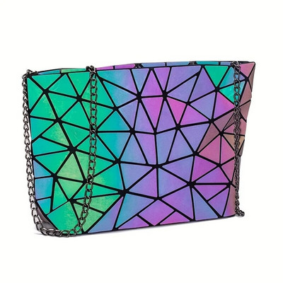 Nove geometrijske lančane torbe na rame Ženske svjetleće torbe velikog kapaciteta preko ramena Ženske obične sklopive torbe za nošenje