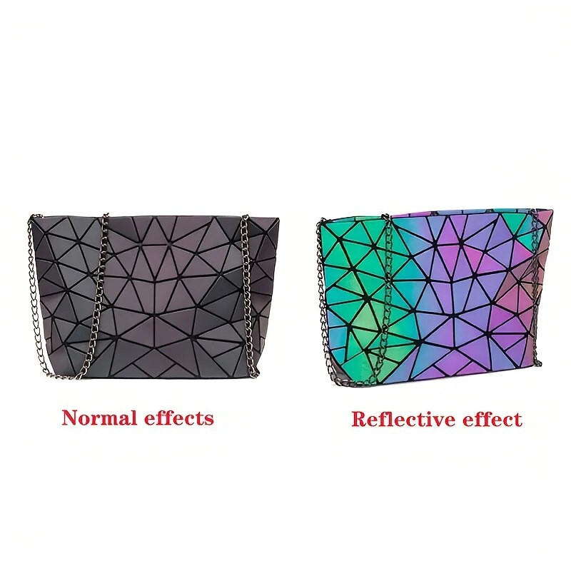 Nove geometrijske lančane torbe na rame Ženske svjetleće torbe velikog kapaciteta preko ramena Ženske obične sklopive torbe za nošenje