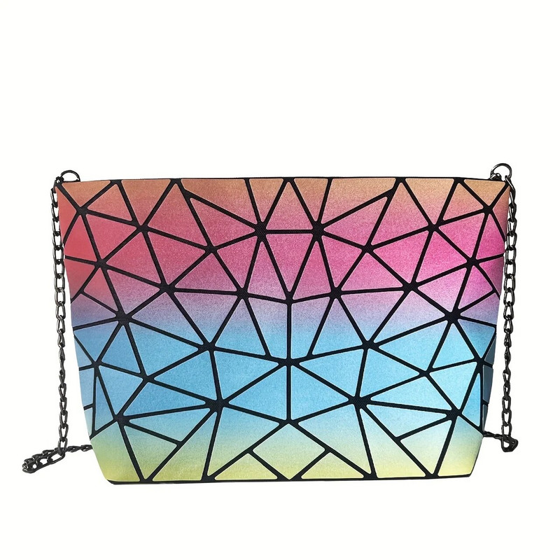Nove geometrijske lančane torbe na rame Ženske svjetleće torbe velikog kapaciteta preko ramena Ženske obične sklopive torbe za nošenje