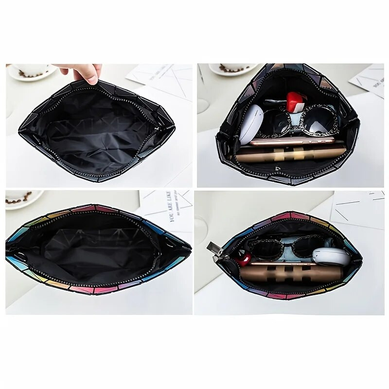 Nove geometrijske lančane torbe na rame Ženske svjetleće torbe velikog kapaciteta preko ramena Ženske obične sklopive torbe za nošenje