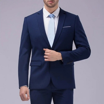 Комплект яке + панталон от 2 части / 2022 г. Модна нова мъжка ежедневна бутикова бизнес рокля Сватбен костюм за младоженеца Палто Блейзъри Панталони