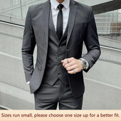 Set de costum pentru bărbați, primăvară/toamnă, slim fit, în stil occidental, set din trei piese pentru nuntă, cel mai bun bărbat, îmbrăcăminte formală de afaceri în stil coreean