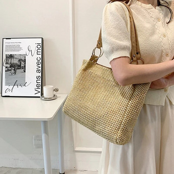 Γυναικεία ψάθινη τσάντα ώμου Ρετρό τσάντα μεγάλης χωρητικότητας Γυναικεία τσάντα 2023 Τελευταία μόδα Simple Leisure Shopping Γυναικεία τσάντα