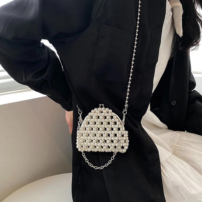 Lančana biserna torba za žene Ručna torbica Luksuzna dizajnerska torbica Mini večernje torbice Ležerna slatka biserna torbica na rame Elegantna torbica za novčiće