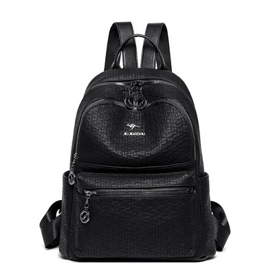 Didelės talpos vientisos spalvos moteriška prabangi kuprinė, aukštos kokybės PU odos moteriška kuprinė nuo vagystės mokinio krepšio maišelis