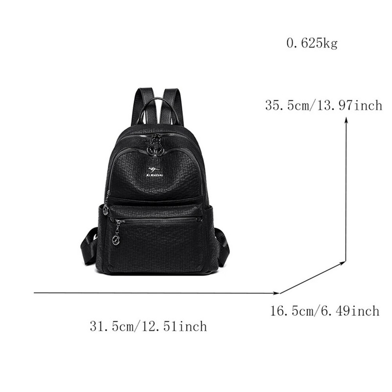 Didelės talpos vientisos spalvos moteriška prabangi kuprinė, aukštos kokybės PU odos moteriška kuprinė nuo vagystės mokinio krepšio maišelis