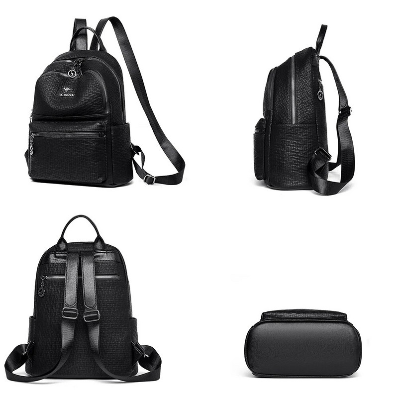 Didelės talpos vientisos spalvos moteriška prabangi kuprinė, aukštos kokybės PU odos moteriška kuprinė nuo vagystės mokinio krepšio maišelis