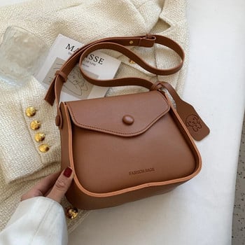Ретро текстурирана дамска чанта през рамо Дамска чанта в нов стил от 2023 г. Модна едноцветна чанта от изкуствена кожа Дизайнерски портфейл