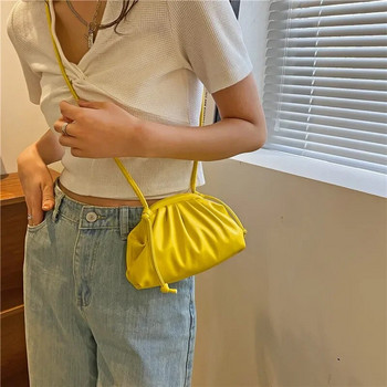 Wrinkle Soft Face PU Дамска чанта 2023 Пролет Нова текстура Модна чанта през рамо Candy Color Dumpling Bag Crossbody Малка чанта