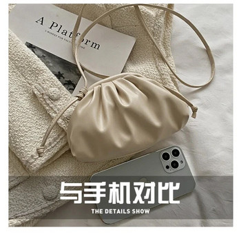 Wrinkle Soft Face PU Дамска чанта 2023 Пролет Нова текстура Модна чанта през рамо Candy Color Dumpling Bag Crossbody Малка чанта