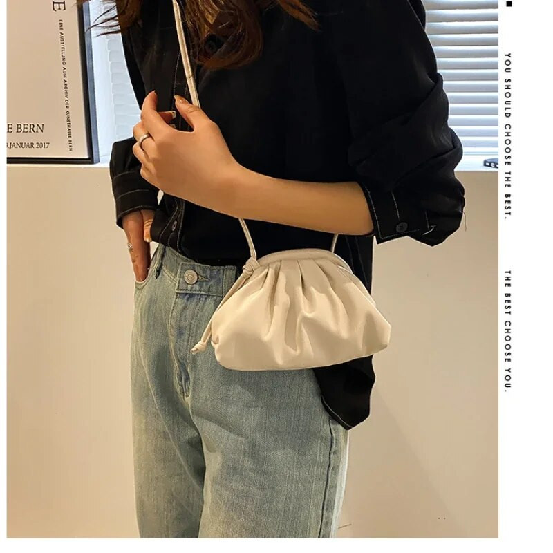 Wrinkle Soft Face PU ženska torba 2023. Proljeće 2023. Nova tekstura Modna torba na rame Torba za knedle u boji slatkiša Mala torbica preko ramena