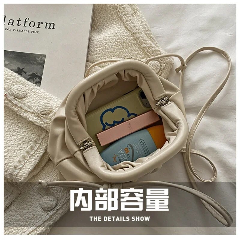 Wrinkle Soft Face PU ženska torba 2023. Proljeće 2023. Nova tekstura Modna torba na rame Torba za knedle u boji slatkiša Mala torbica preko ramena