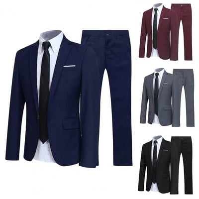 Κοστούμι γαμπρού Δυο τεμάχια Ανδρικό casual Wedding Night Club Slim-fit Φούτερ Casual Fashion Μαύρο κόκκινο κοστούμι Ανδρικό κοστούμι Σετ δύο τεμαχίων