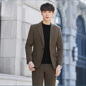 Σετ μπουφάν και παντελόνι ανδρικό κοστούμι, Κορεάτικη έκδοση High End, Αδυνατιστικό, Μεγάλο, Γάμος, Ρούχα εργασίας