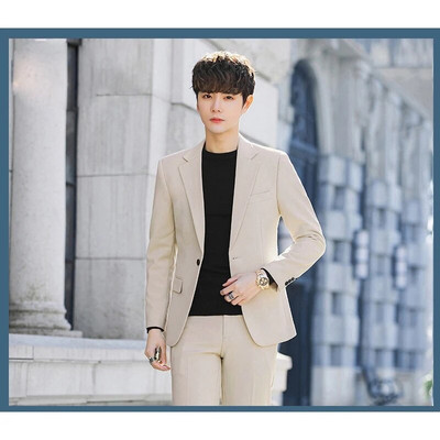 Мъжки комплект сако и панталон, корейска версия от висок клас, за отслабване, големи, сватбени, работни облекла