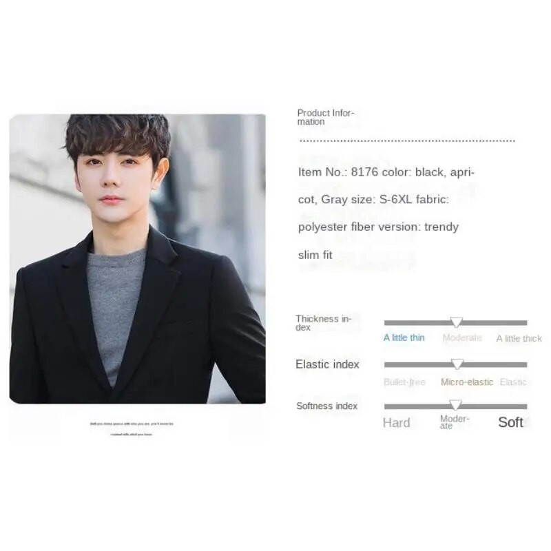 Férfi öltöny dzseki és nadrág szett, csúcskategóriás koreai változat, karcsúsító, nagy, esküvői, munkaruha