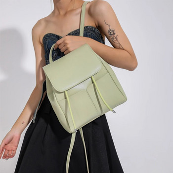 Нова дамска раница против кражба от 2023 г. Луксозна дизайнерска качествена дамска раница от PU кожа Едноцветна модна дамска чанта през рамо
