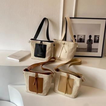 Дамска чанта през рамо Луксозна дизайнерска PU чанта за подмишници Голяма вместимост Кофа чанта Обикновена дамска чанта за работа и работа Козметична чанта за грим