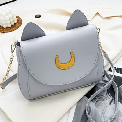 Vasaros Sailor Moon Ladies rankinė Black Luna Cat Shape Grandininis pečių krepšys PU Oda Moterims Messenger Crossbody Maži krepšiai Piniginės
