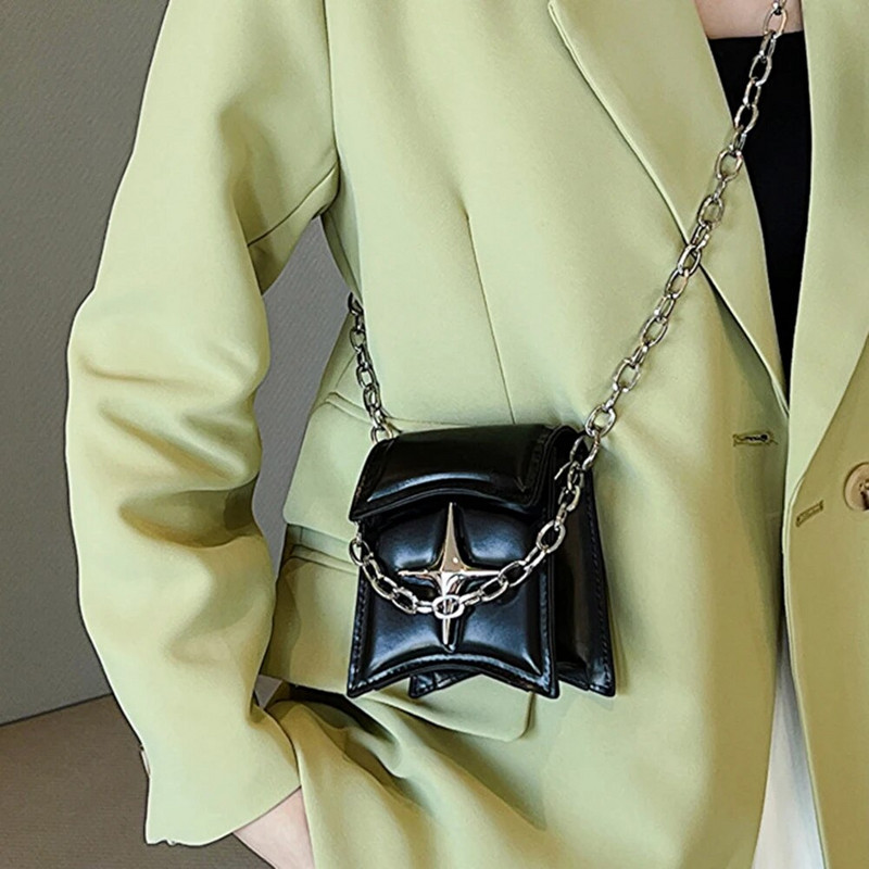 Mados grandinėlė Y2k Šaunūs mergaičių kryžminiai krepšiai Retro dizaino moterims Mini monetų piniginė Rankinės Vintažinis mažas moteriškas krepšys ant peties