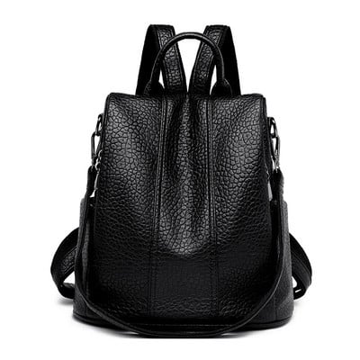 Naujos aukštos kokybės PU odinės kelių kišenių moteriškos nešiojamojo kompiuterio kuprinės nuo vagystės Paprasti koledžo krepšiai Prabangios jaunimo mergaičių kuprinės