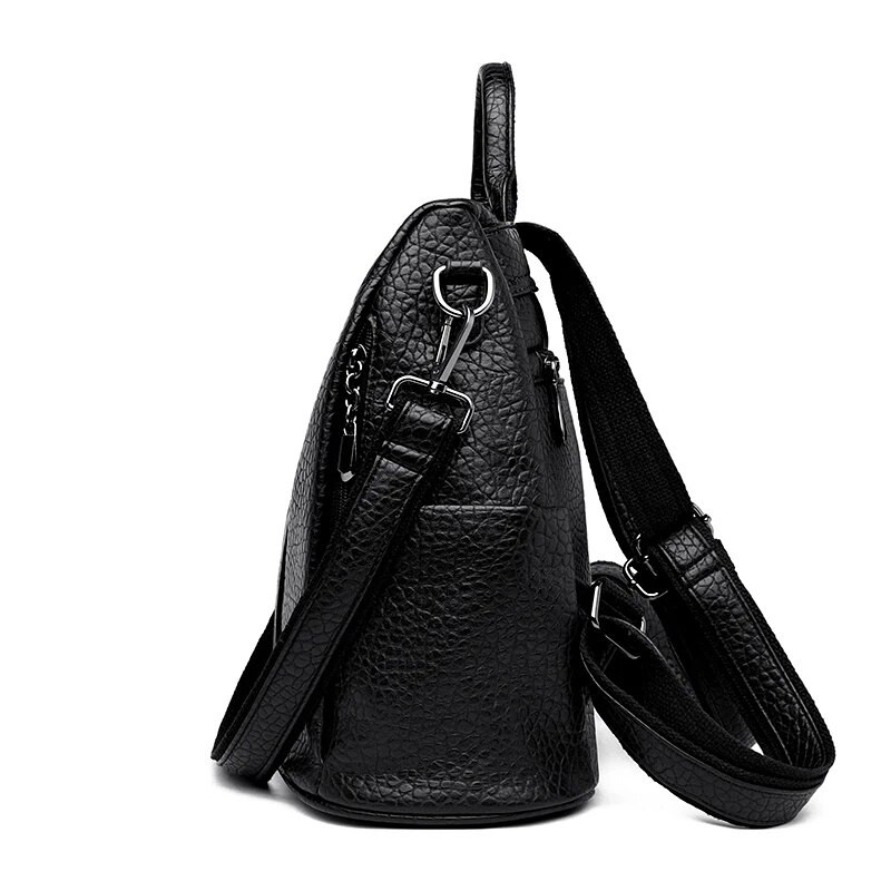 Naujos aukštos kokybės PU odinės kelių kišenių moteriškos nešiojamojo kompiuterio kuprinės nuo vagystės Paprasti koledžo krepšiai Prabangios jaunimo mergaičių kuprinės