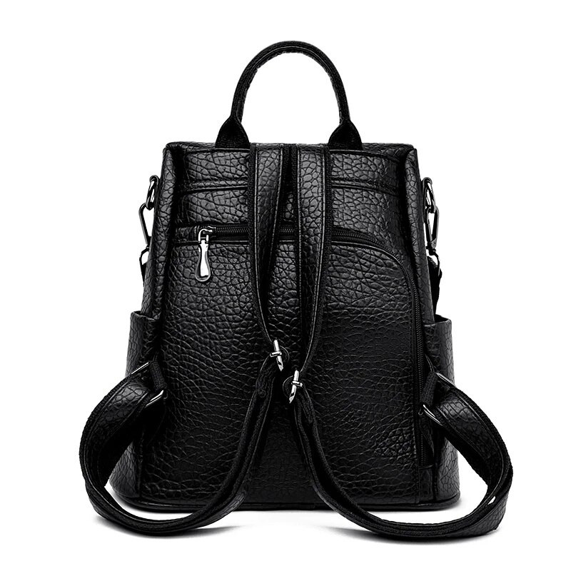 Naujos aukštos kokybės PU odinės kelių kišenių moteriškos nešiojamojo kompiuterio kuprinės nuo vagystės Paprasti koledžo krepšiai Prabangios jaunimo mergaičių kuprinės