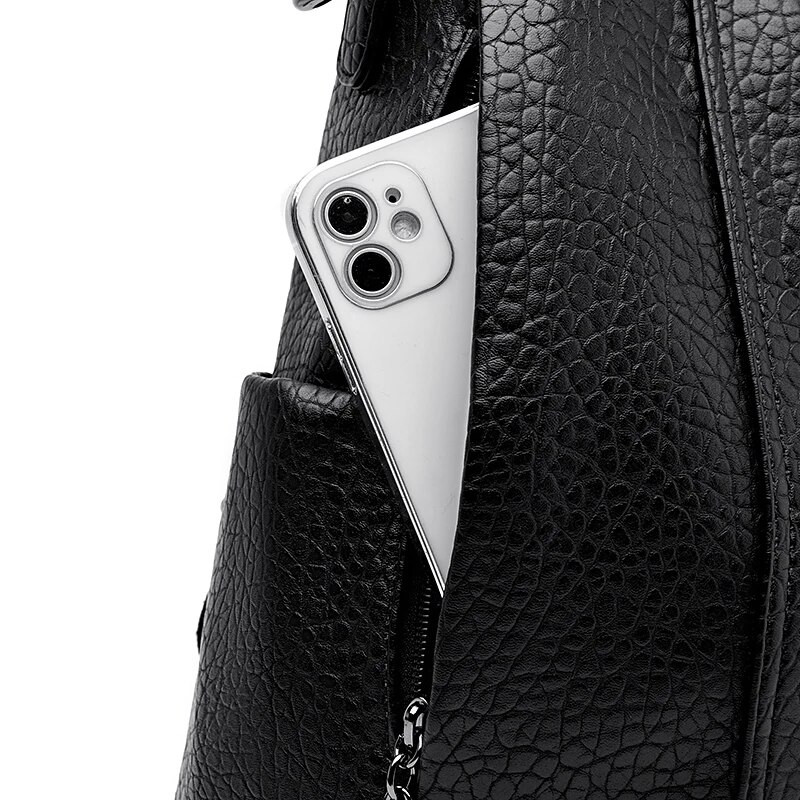 Naujos aukštos kokybės PU odinės kelių kišenių moteriškos nešiojamojo kompiuterio kuprinės nuo vagystės Paprasti koledžo krepšiai Prabangios jaunimo mergaičių kuprinės